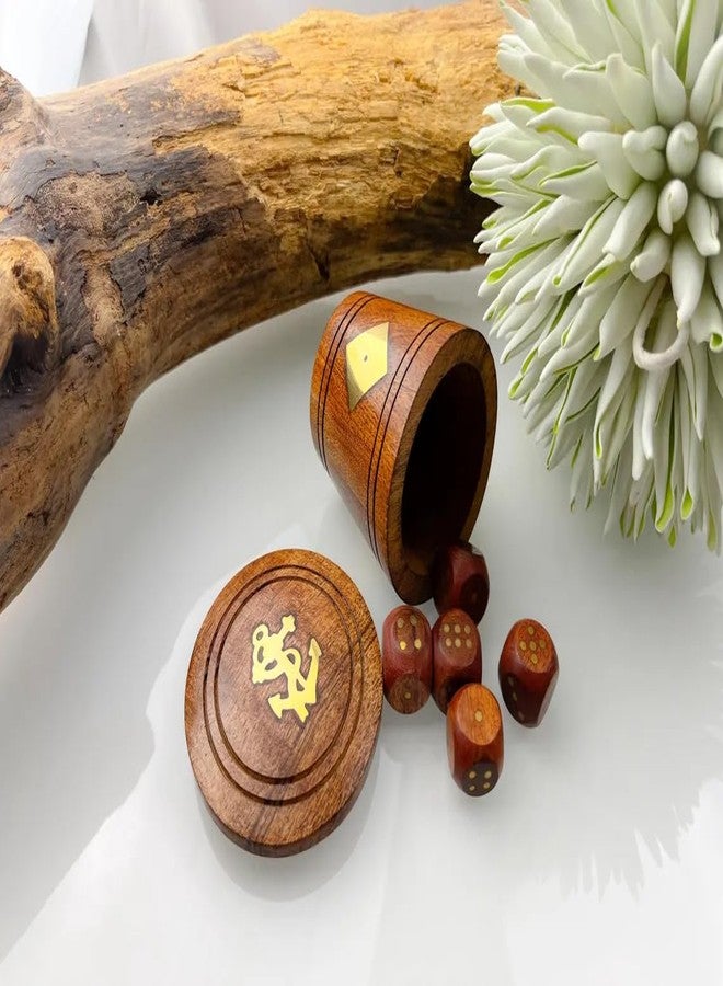 Timber Revival Co.® Solid Mango Wood Dice Cup with 5 Dice - Removable Lid - Handcrafted Box for Ludo, Yahtzee, Backgammon, RPG & Tabletop Games - 3x3 inches - Image 4